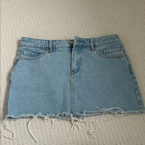 Edikted Light Blue Frayed Mini Skirt